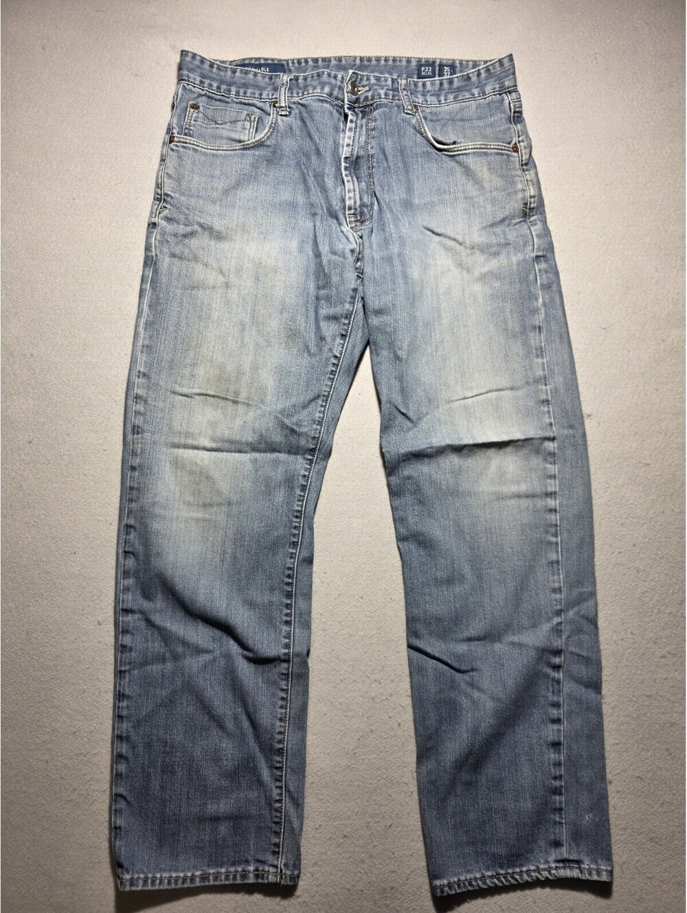 Façonnable Tailored Denim Jeans Men's 35x32 F22 Relaxed Light Wash Blue Cotton